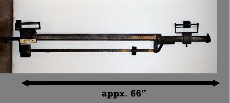 Antique Large Model F. Witt Hanging Beam Scale: Include an F. Witt Scale M.N.F.R. Camden, New Jersey measuring approx. 66"l by 9.75"w