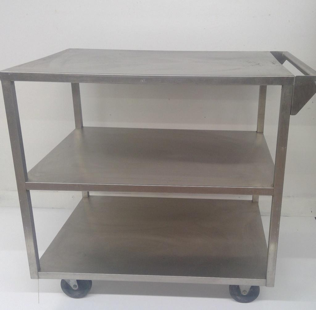Vintage Industrial Stainless Steel Bar Cart: Appr Dimensions: 3 shelves. Total height 30 inches; width 24 inches; length 30 inches stainless steel
