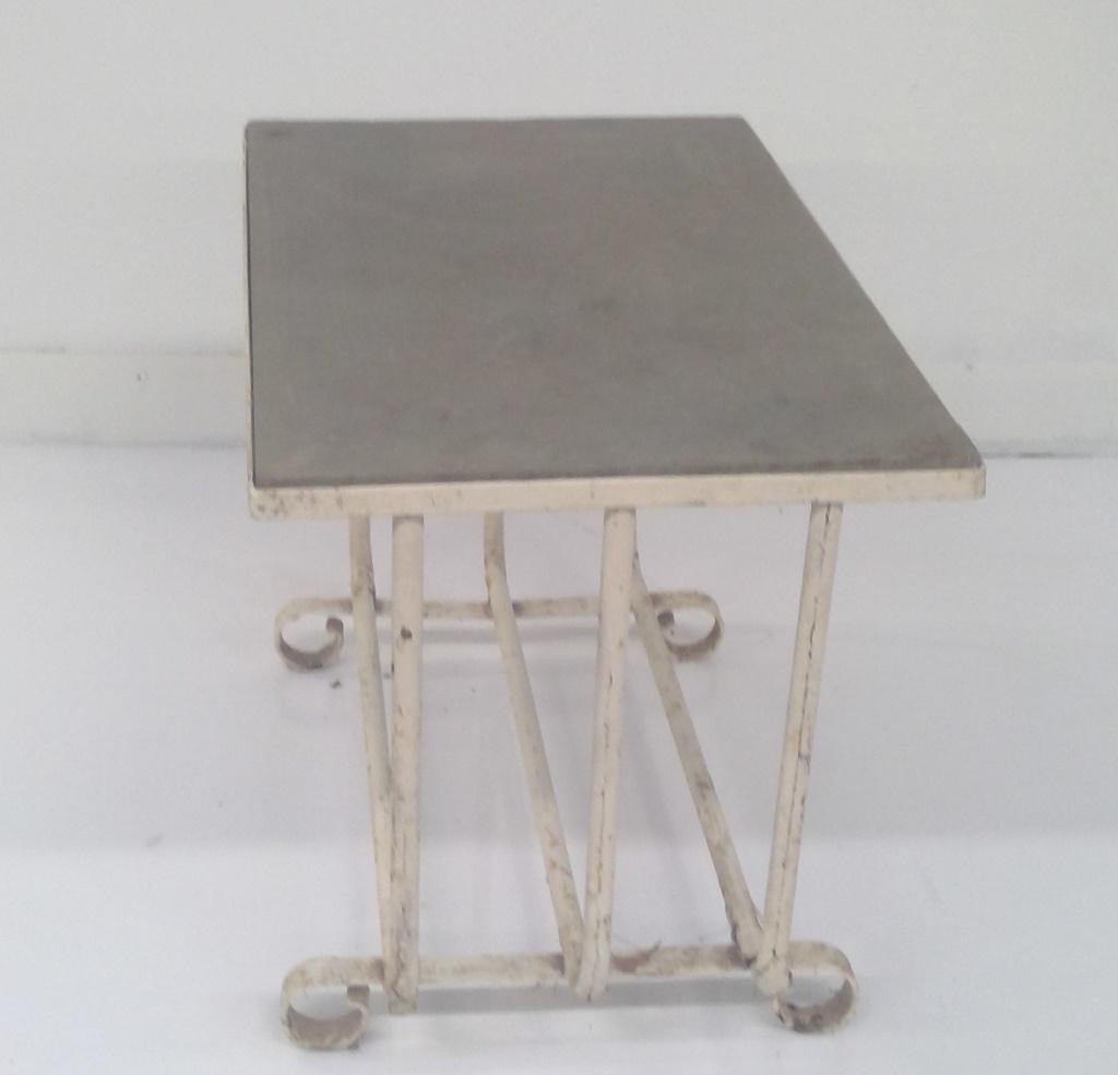 Green Slate and Cast Iron Table: 27 inches x 15 inches x 17 inches tall