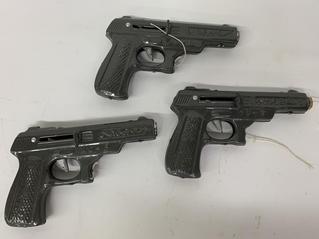 Vintage Toy cork gun grouping: Broken includes three toy cork revolvers.