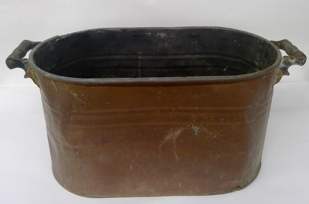 Antique Copper Wash Boiler: Primitive Wash tub