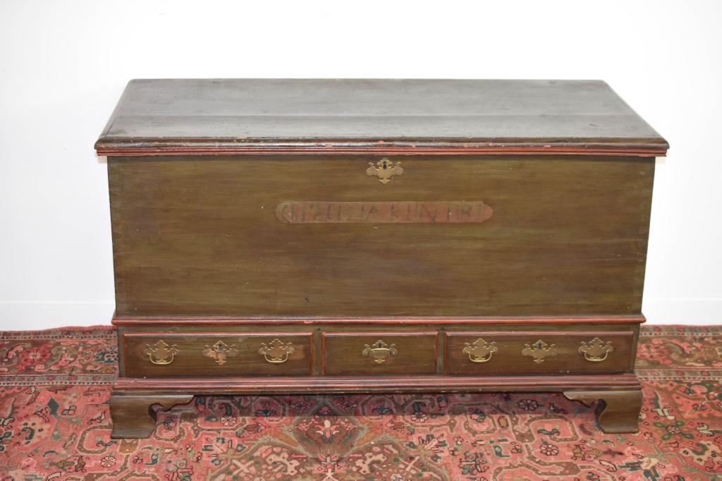 Antique Pennsylvania Painted Dower Chest C. 1787 (1 of 9)
