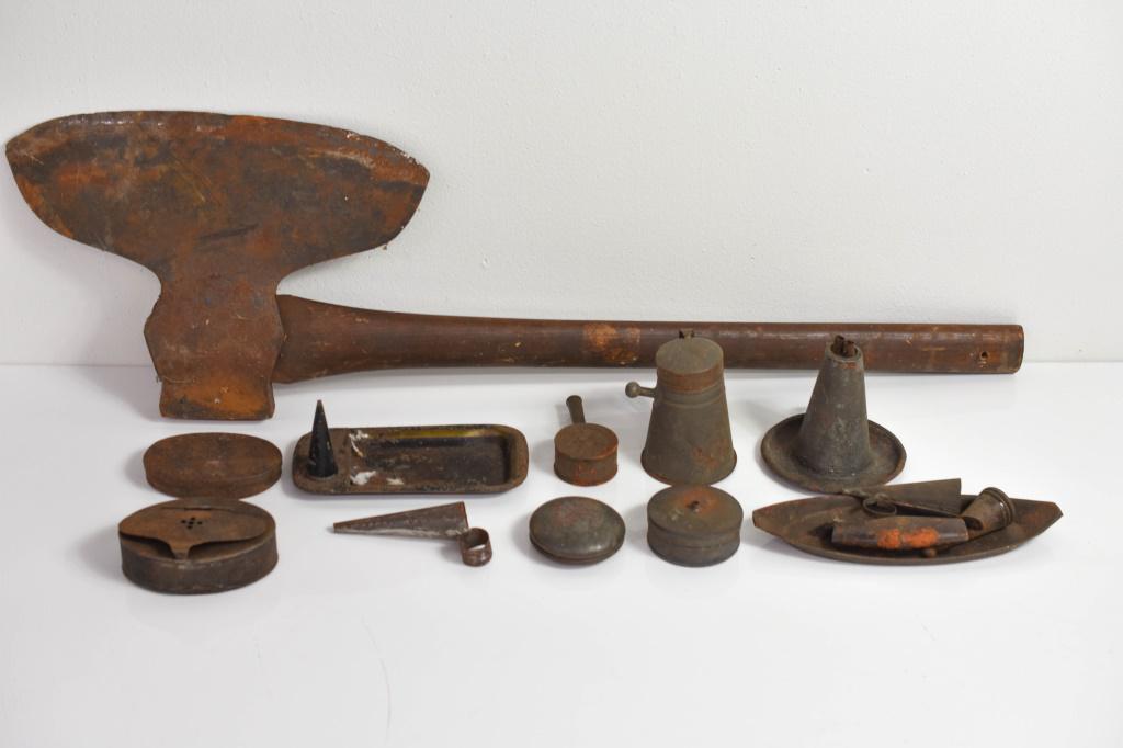 Antique Broad Ax And Tin Relics (1 of 6)