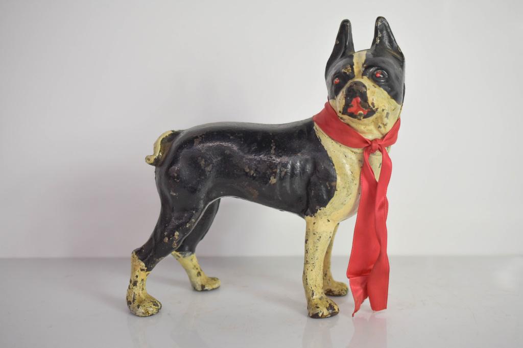 Antique Hubley Style Cast Iron Dog Door Stop: Includes A Cast Iron Dog Door Stop Measuring Approx. 8.5"h. int the style of Hubley Mfg. Company, Lancaster, PA. Paint appears to be all original