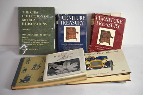 Wallace Nutting Furniture Treasury Books & More: Eclectic Set Of Coffee Table Books Including Medical And Furniture Books