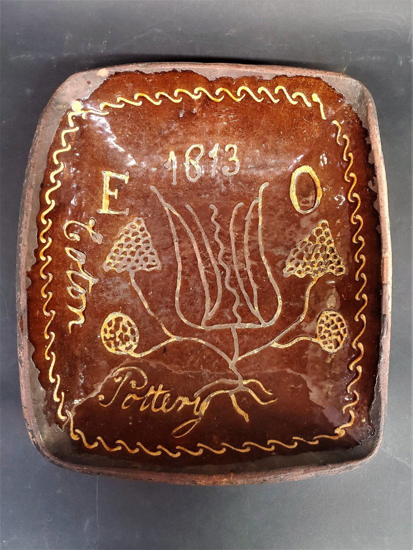 Pennsylvania Sgraffito Redware Charger Circa 1813 (1 of 2)