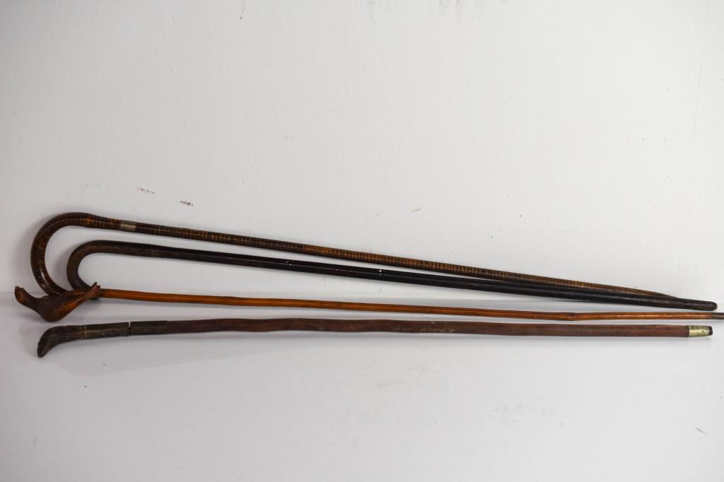 Antique Bird-in-Hand & Eagle Head Walking Sticks (1 of 6)