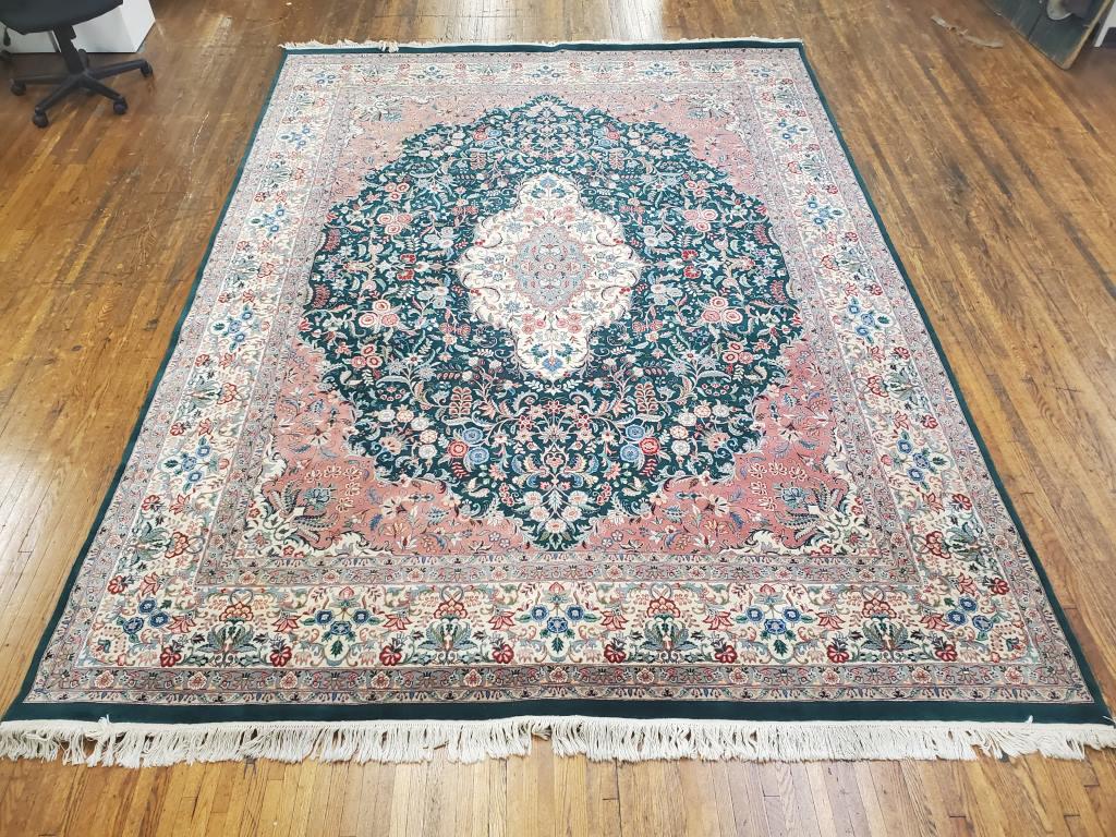 Persian Central Medallion Green Rose Ground Rug (1 of 6)