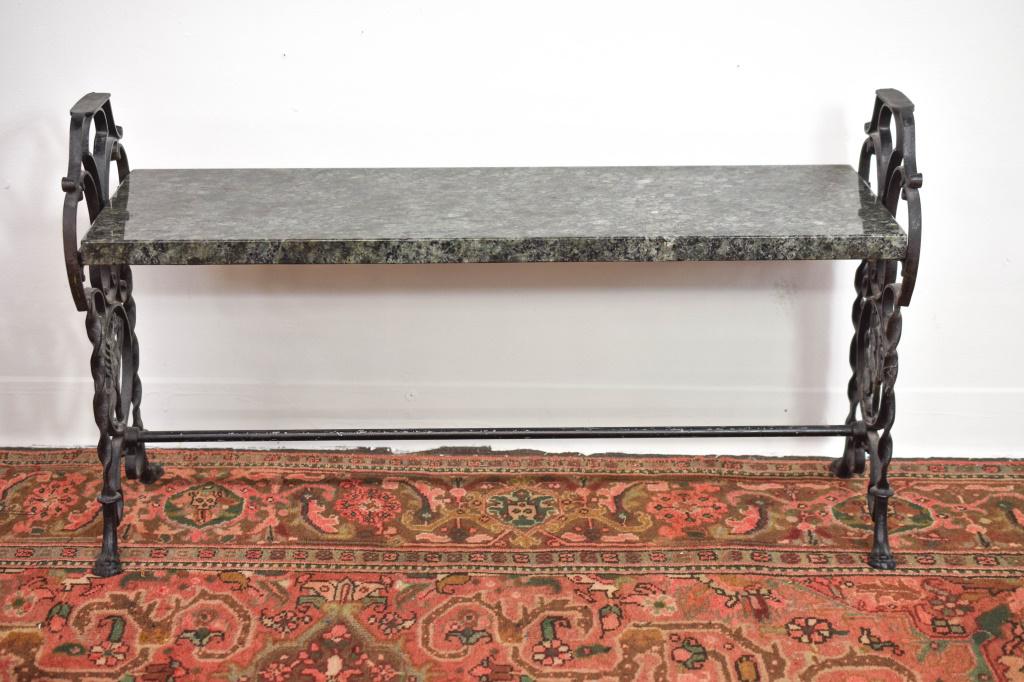 Marble And Wrought Iron Bench (1 of 5)
