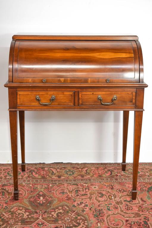 French Style Cylinder Roll Top Writing Desk (1 of 6)
