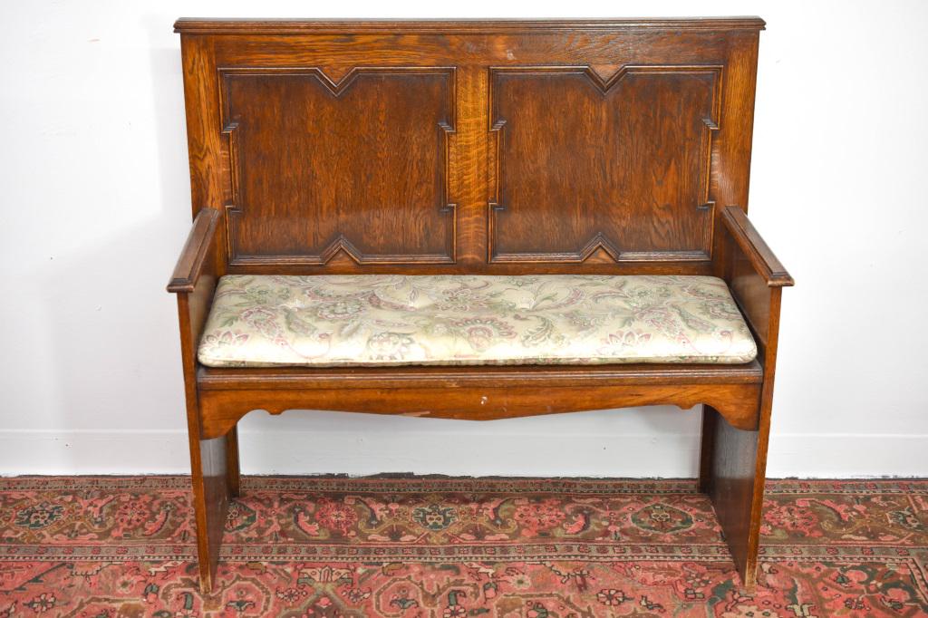 Antique Oak Window Bench Hall Seat (1 of 3)