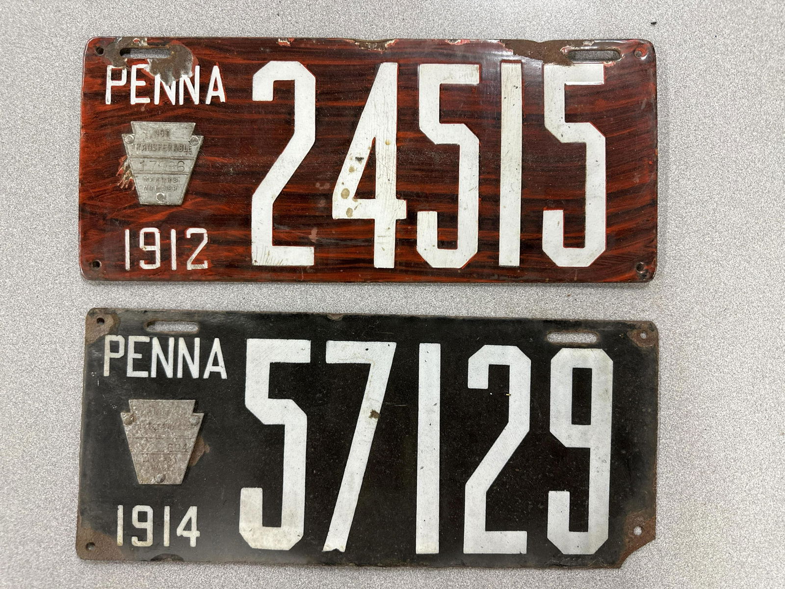 Vintage PA license plates 19 12, 1914 (1 of 2)