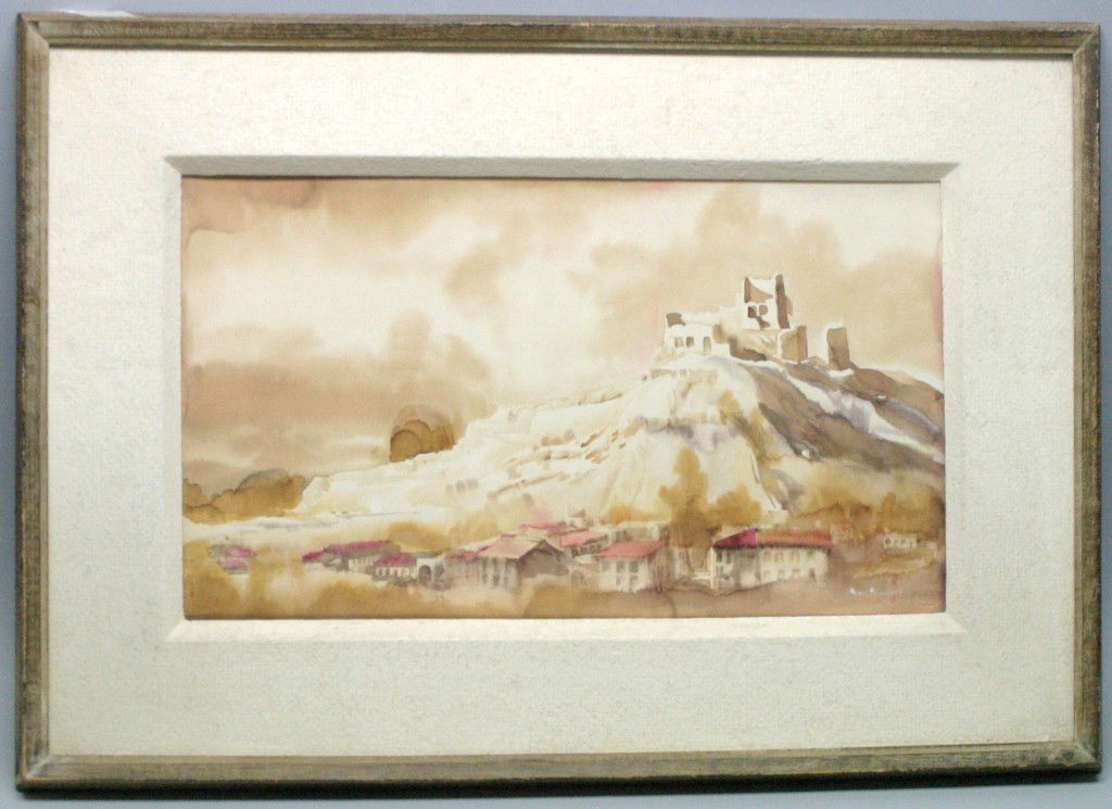 Dean Fausset "The Ruins": Provenance: From the estate of Yvette Poher Pocono PA given to her as a gift by famed artist John Koch. This fine lot is Dean Fausset "The Ruins" 22x31.5 22x12.25