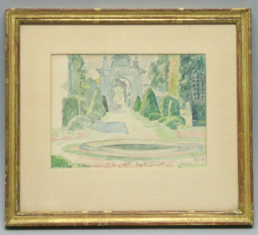 MTR Water Color: Provenance: From the estate of Yvette Poher Pocono PA given to her as a gift by famed artist John Koch while in his employ for over 40 years 10.5x9.25 6.5x5