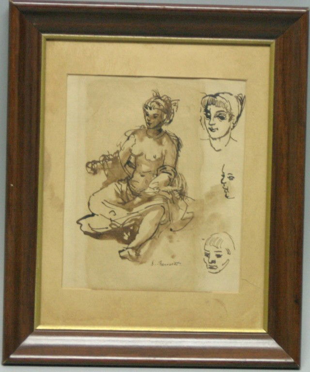 Dean Fausset drawings: Provenance: From the estate of Yvette Poher Pocono PA given to her as a gift by famed artist John Koch while in his employ for over 40 years 12x10 7x6