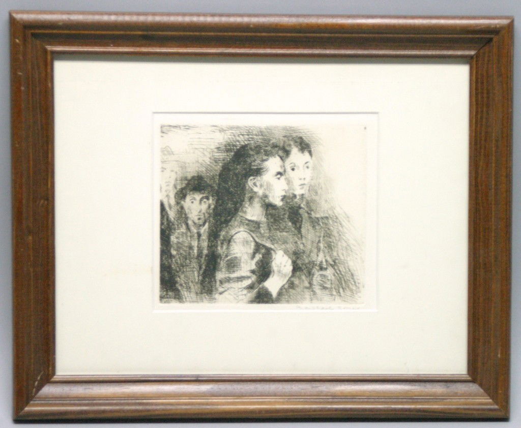 Raphael Etching on Paper: Provenance: From the estate of Yvette Poher Pocono PA given to her as a gift by famed artist John Koch while in his employ for over 40 years 13"x16" 6.5"x7.25"