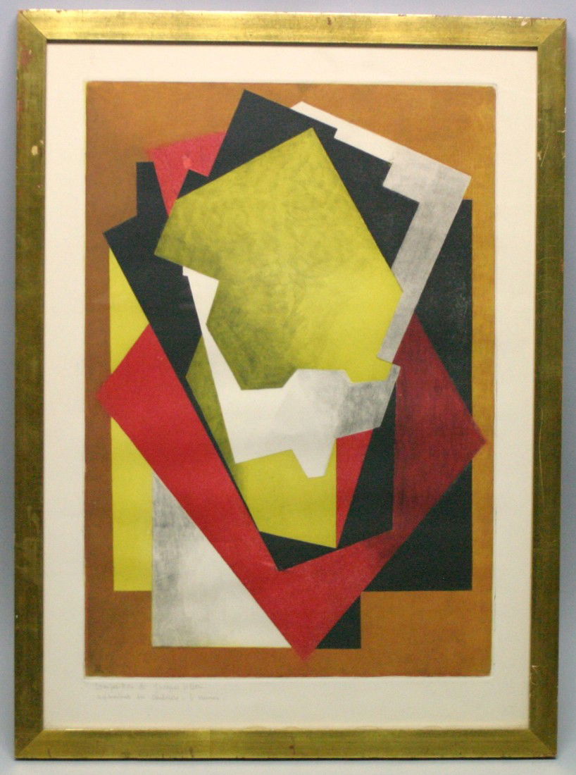 After Jacques Villon print Circa 1930: Composition by Jacques Villon print Circa 1930 composition, period pencil signed 24.25x18 19.5x13.5