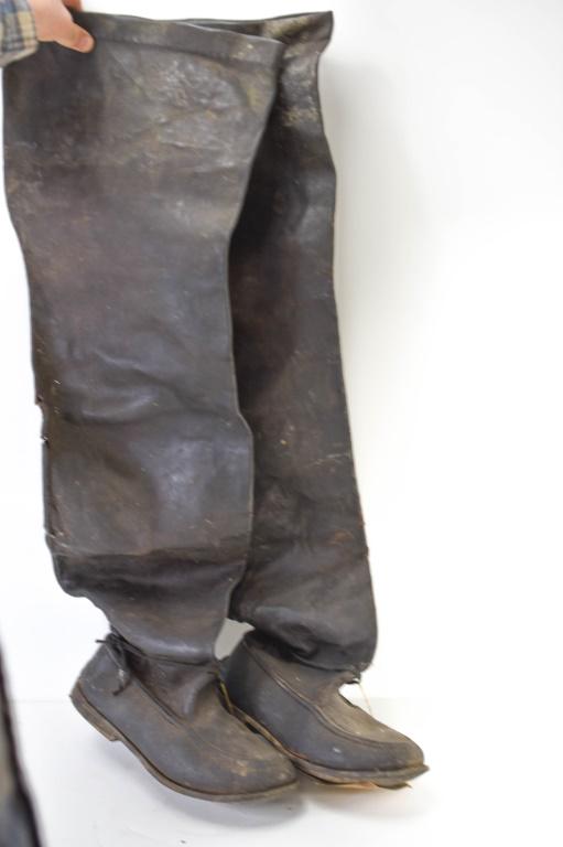 Eskimo boots: Includes: handmade Eskimo boots made from tanned deer skin with wood pegs