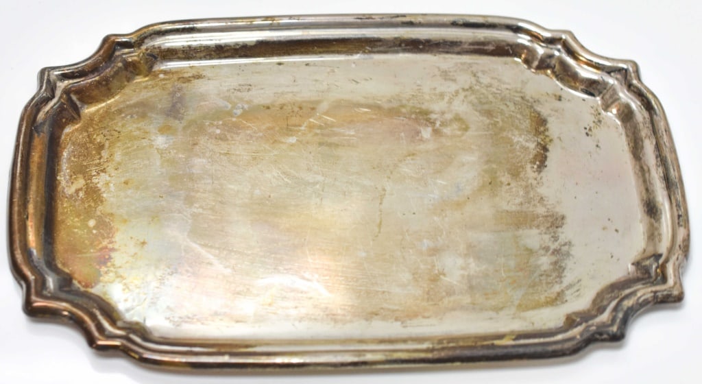 Poole Sterling Silver Tray: Measuring approx.: 9" x 5.75" weighs approx. 178 grams / 5.72 OZT