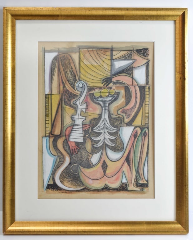 Mario Carreno Watercolor & Ink (Cuban 1913-1999): Mario Carreno (Cuban, 1913-1999), Signed 1946 viewable measures approx. 13 x 9.75