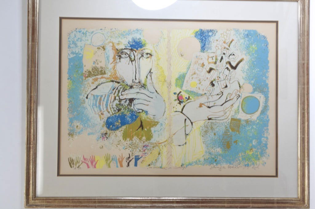 Shraga Weil Serigraph "To Everything is a Season": Artist Proof AP, pencil signed, Born 1918-2009. viewable image measures 19x26 1/2, some paint peeling on frame