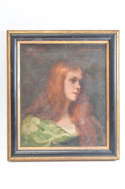 George W. Cohen NY Portrait Circa 1897: canvas. George w. Cohen 1897, to Stella and bernard. Viewable image measures 13 and 1/4 x 11.