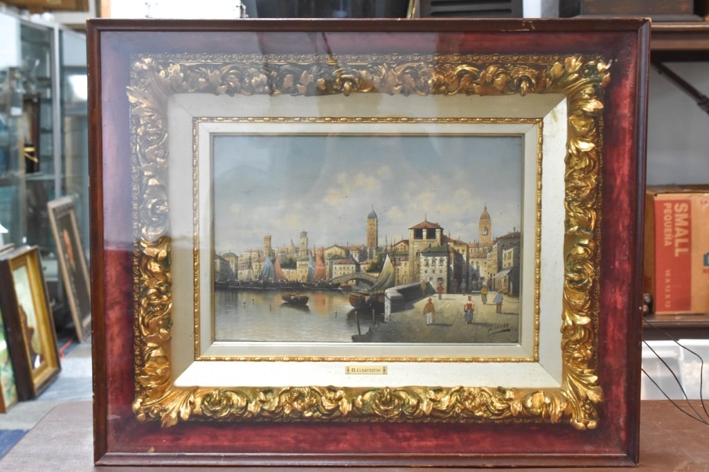 Karl Kaufman Oil Painting B1843 Dorflinger Estate: Oil painting in extremely fine ornate gilt frame preserved in a shadow box, 19th century, listed artist, Henri Carnier, (Karl Kaufman Born 1843 Venice, Austria) He had many name variants. Provenance" 