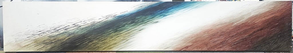 Steve Smulka Modern Abstract Oil on Canvas: Signed on its reverse, Steve Smulka Provenance: Private corporate collection. 20" x 114" x 1.75" approx*In-house shipping is not available for this lot; however, we can provide a list of local shipper