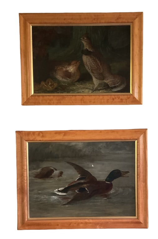 Antique Continental Oil / Canvas Paintings of Fowl (1 of 5)