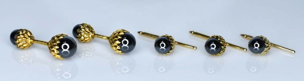 18k Tiffany Co.Schlumberger Acorn Cufflink Bar Set (1 of 6)