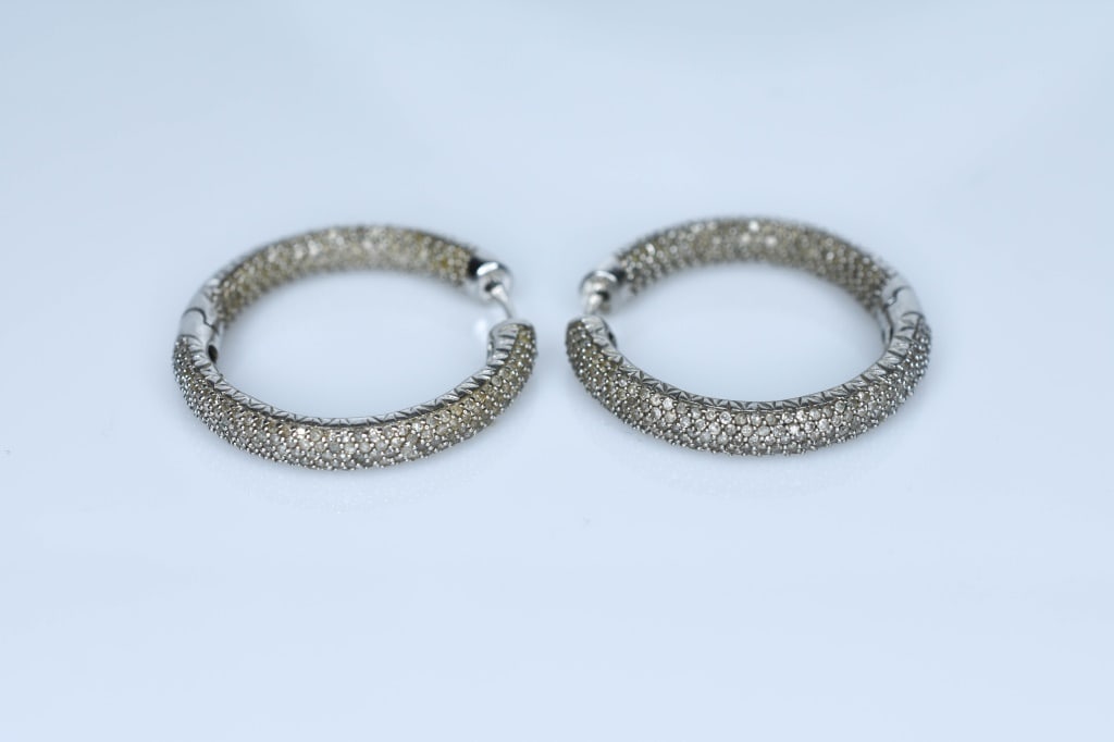 Pair of 14k White Gold Hoop Earrings (1 of 3)