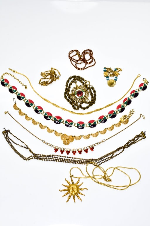 10 Gold-tone Costume Necklaces: Includes Monet, Napier, etc.