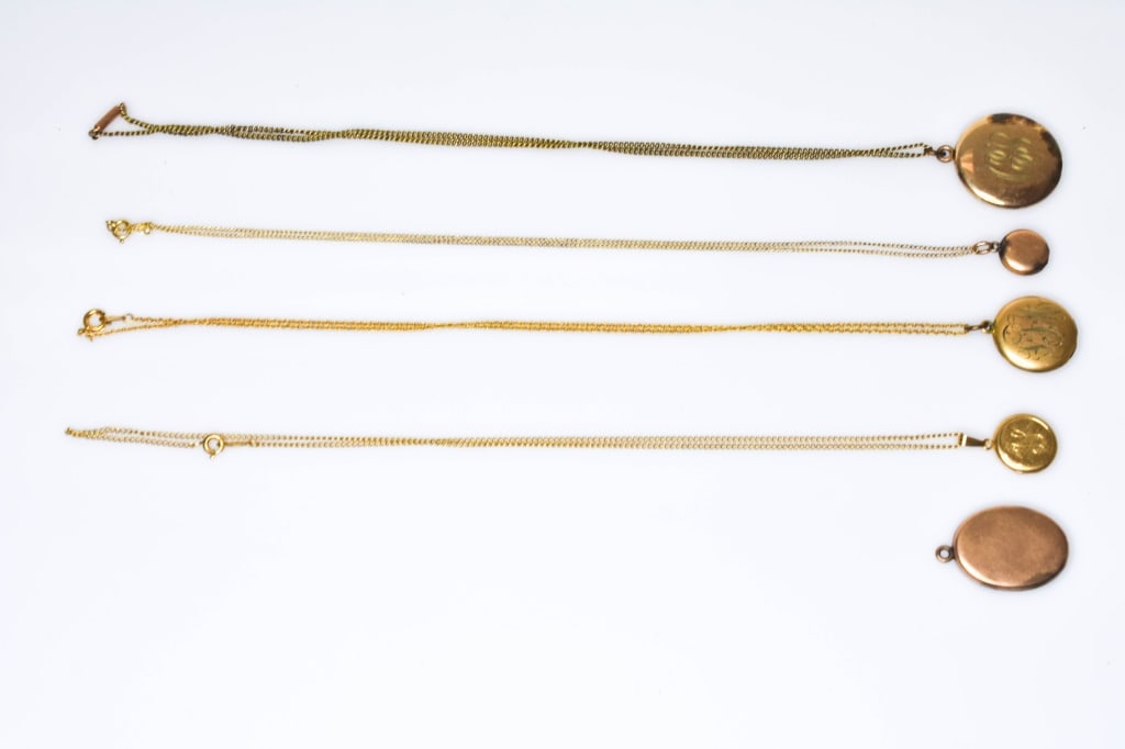 Antique Gold-Filled Lockets and Chains (1 of 2)