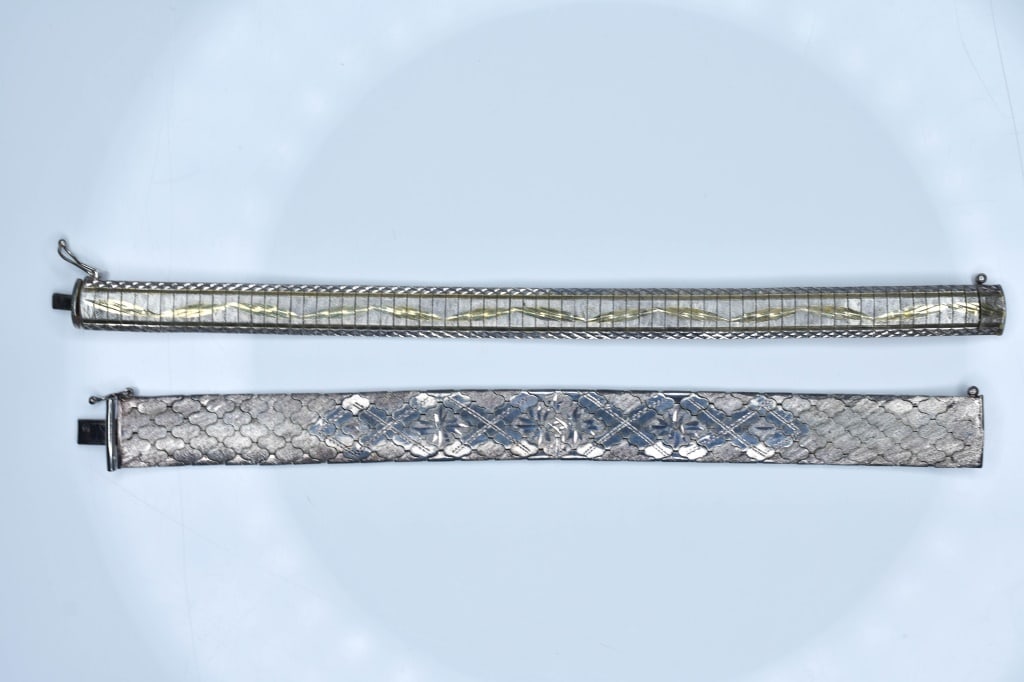 2 Sterling Italian Mesh Bangle Bracelets (1 of 9)