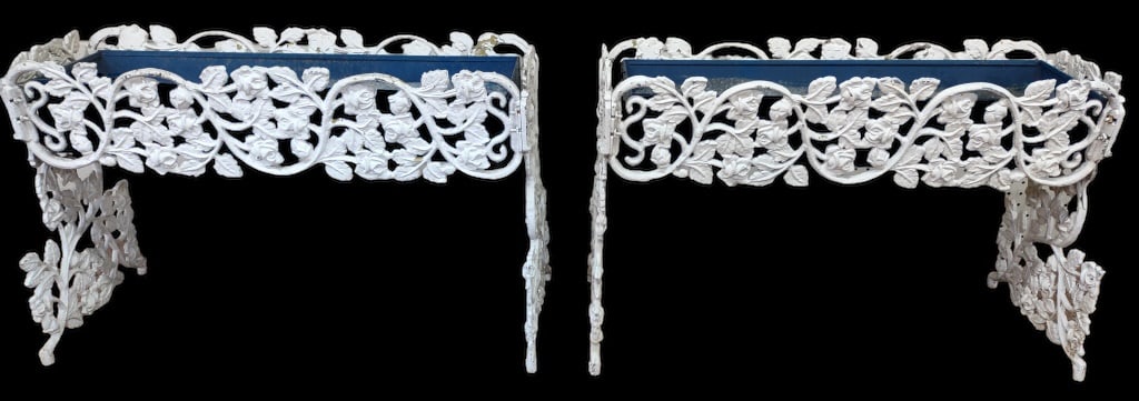 Old White Cast Iron Garden Plant Holders (1 of 4)