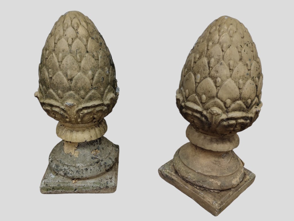 Vintage Cast Stone / Cement Pinecone Yard Finials (1 of 3)