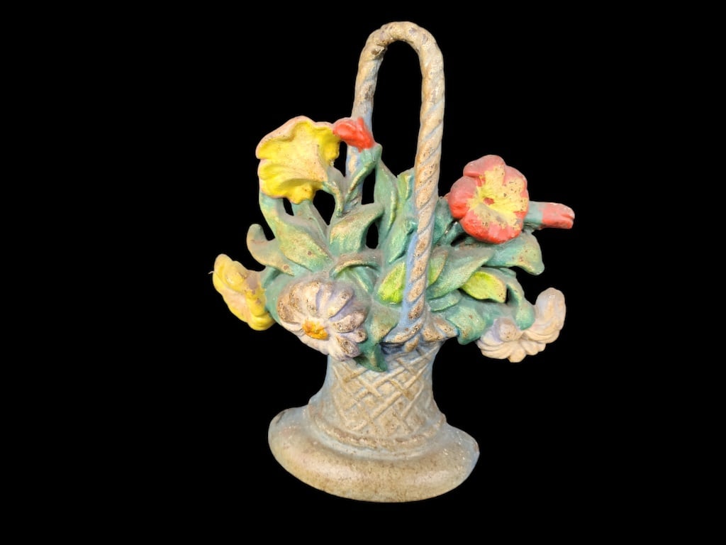 Antique Cast Iron Flowers and Basket Door Stop (1 of 3)