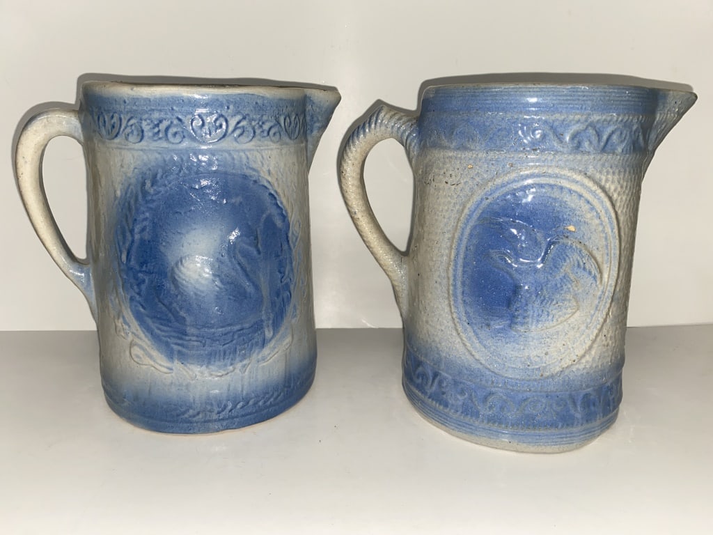 Antique Blue and White Salt Glaze Stoneware (1 of 4)