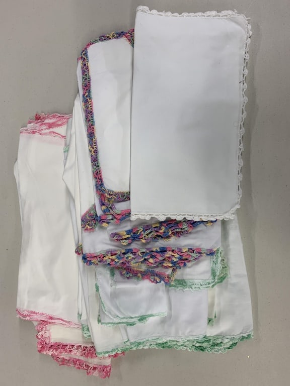 Vintage Linens: Embroidered edge table runners and more. All in good shape. Some look new.