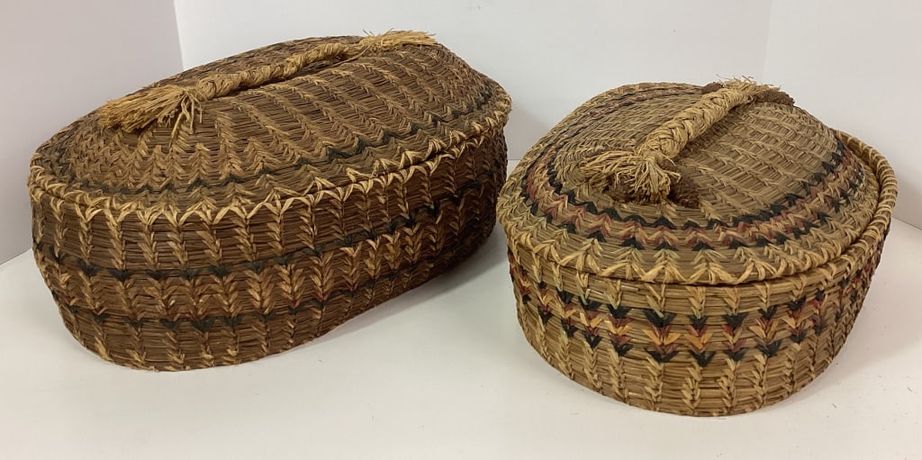 Early Native American Pine Needle Woven Baskets (1 of 3)