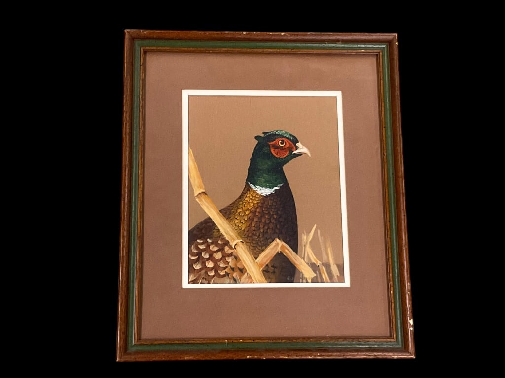 Rod Arbogast Pheasant Wildlife Watercolor: Signed by artist Rod Arbogast. Rod is an American artist born in the 20th century. Measures approximately 9x10".