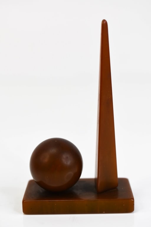 Bakelite 1939 Worlds Fair Trylon & Perisphere: New York, Souvenir. Measures 3 3/4" h.