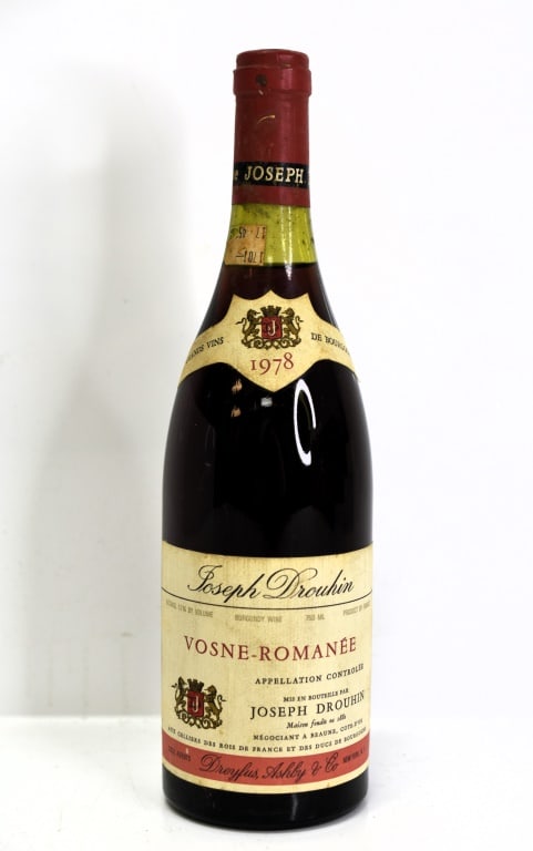 1978 Joseph Drouhin Vonse-Romanee Red Wine: Includes (1) bottle of 1978 Joseph Drouhin Vosne-Romanee Red Wine. This fine wine is part of an estate. It was stored and located in a dry dark temperature-controlled environment. We are not wine expe