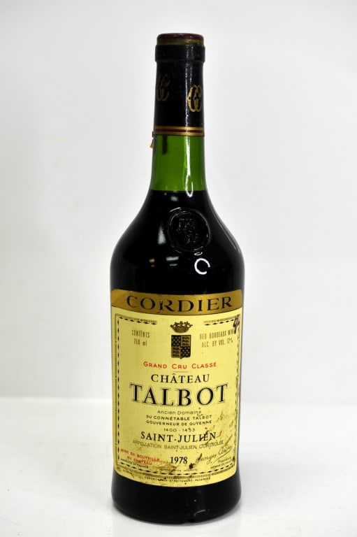 1978 Chateau Talbot Grand Cru Classe Wine: Includes (1) 750ml bottle fo 1978 Chateau Talbot Grand Cru Classe red wine. This fine wine is part of an estate. It was stored and located in a dry dark temperature-controlled environment. We are not 