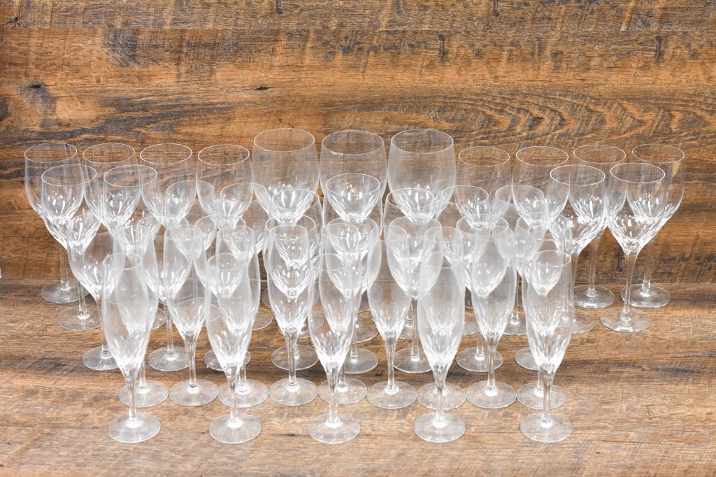 Collection of Orrefors Stemware: Includes approx. (45) pieces Provenance: From a local Dresher, PA estate. Consignor states these were inherited from her parents. The collection came from her grandfather. He and his brother were fine