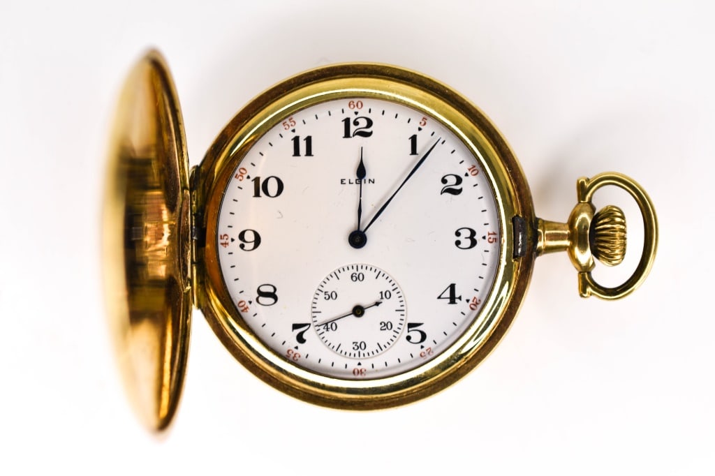 Antique Elgin Nat'l Watch Co G.F. Pocket Watch: Elgin Nat'l Watch Co. USA, damascened nickel movement no. 20731976, case: Illinois Watch Case Co, Elgin USA, Guaranteed Ramona, 20 Years Double Stock, the case front and back covers are highly engrave