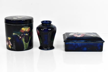 Moorcroft Orchids & Pansy Jar, Box and Vase