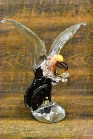 Murano Style Art Glass Eagle Sculpture 13" Tall