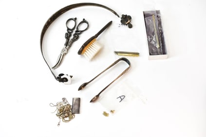 Gold Pen, Sterling Silver Shears, Tong & More
