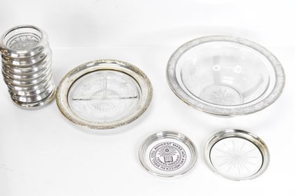 Sterling Silver & Crystal Bowls, Trays